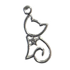Silver cat pendant charm on a light gray background