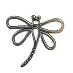 Silver dragonfly-shaped pendant on a light gray background