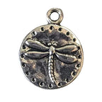Silver dragonfly pendant on a light gray background