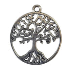 Silver tree of life pendant on a white background