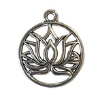 Silver lotus flower pendant on a white background