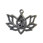Silver Om and Lotus-shaped pendant on a light gray background