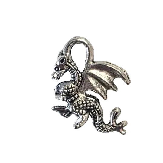 Small silver charm shaped like a horse on a light gray background