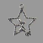Silver star-shaped with fairy pendant on a light gray background