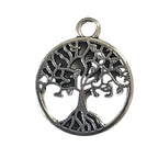 Silver tree of life pendant on a white background